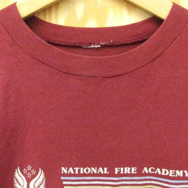 OLD古着 Tシャツ NATIONAL FIRE ACADEMY ワインレッド アメリカ古着 