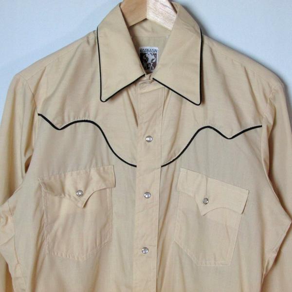 古着 ウエスタンシャツ KARMAN 15.1/2-35 パイピング : BUFFALOHIP 