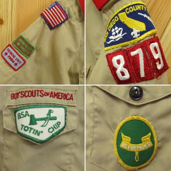 70s80s USA製 BSA ワッペン シャツ 古着 レトロ ヴィンテージ 古着 ボーイスカウト 半袖シャツ BSA 80年代 16 BOY SCOUTS OF