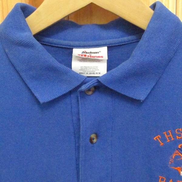 Hanes USA古着 ポロシャツ Stedman ブルー M THS CHEER PARENTS