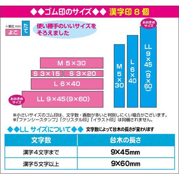 お名前スタンプ ねーむぱらだいす 漢字追加ゴム印セット ゴム印 学参フォント 入園準備 入学準備｜bugyo｜02