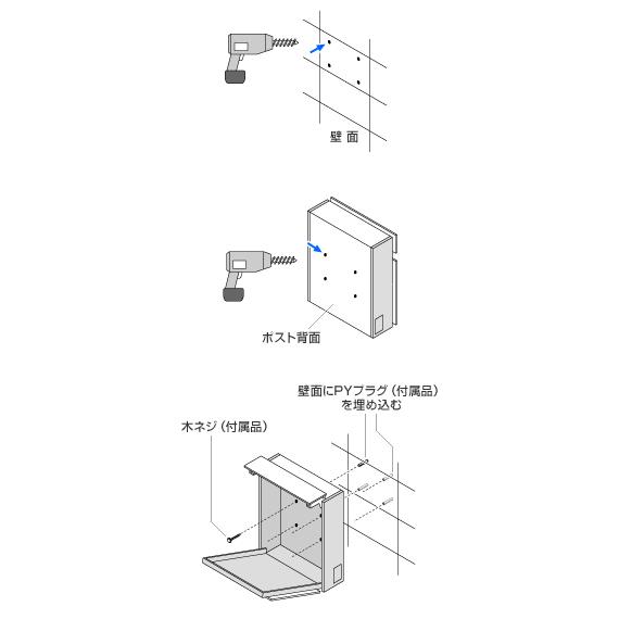 ポスト／郵便受／ダイヤル錠で防犯に配慮／開閉静／A4書類用封筒対応／フェイサス（FASUS）ポストフラットタイプNFW-5-ナシ／名入れナシ／丸三タカギ｜bugyo｜03