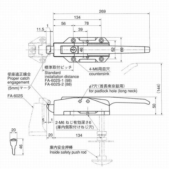 密閉用セフティハンドルセット(キー・受座・安全棒付 密閉用セフティハンドルセット(キー・受座・安全棒付