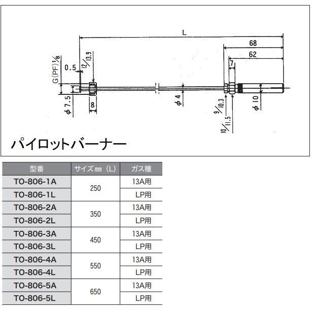 スギコ産業 パイロットバーナー [TO-806-2] ガステーブル、ガスレンジ