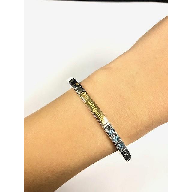 スクエア スムース バングル Square Smooth Bangle w/3stones/Bill Wall Leatherの画像