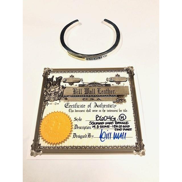 スクエア スムース バングル Square Smooth Bangle w/3stones/Bill Wall Leatherの画像