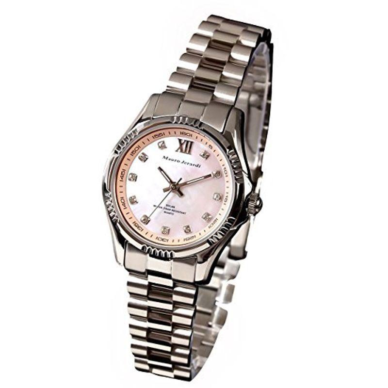 【国産】 マウロジェラルディ 腕時計 ソーラー ジルコニア MJ038-3 シルバー 腕時計