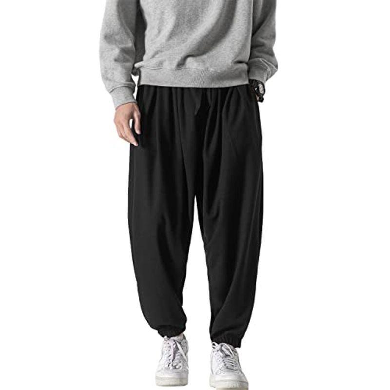 Yacoresya サルエルパンツ メンズ 春 ワイドパンツ メンズ ワッフル 無地 袴パンツ ロングパンツ ウェスト調節 春秋 ゆったり ジャージ スウェットパンツ Gedbra Com