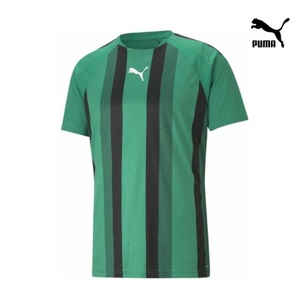 PUMA プーマ サッカーゲームシャツ TEAM LIGA ストライプゲームシャツ グリーン×ブラック 705152-05｜bukatu