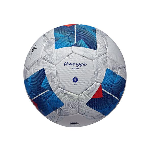 ネーム加工可 サッカーボール 5号球 トップモデルmolten モルテン ヴァンタッジオ 5000 人工皮革 検定球 ホワイト ブルー F5N5000の画像