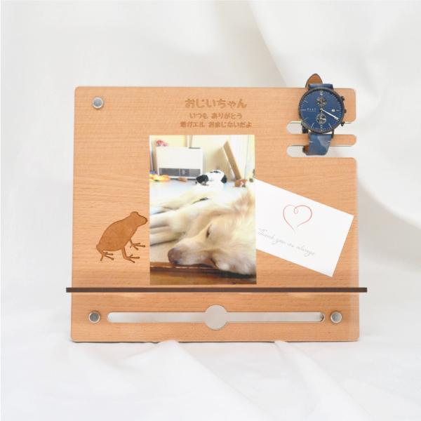 スマホスタンド フォトフレーム 名入れ 誕生日 プレゼント 父の日 敬老の日 還暦 ギフト 退職 記念品 喜寿 古希 木製 卓上 実用的 写真立て 多機能 おしゃれ |  | 05