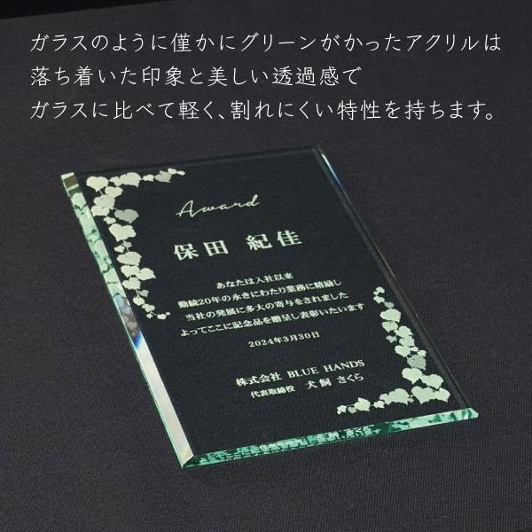 表彰楯 表彰状 プレート オリジナル オーダー トロフィー ガラス 色 アクリル 感謝状 記念品 記念日 化粧箱 入り 選べる |  | 01