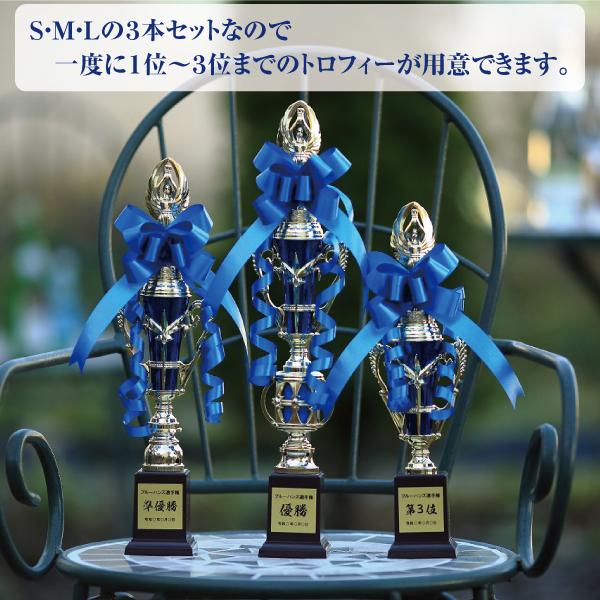 トロフィー 優勝 箱入り ３本セット 大会用 S・M・L 大中小 ゴルフ コンペ 記念品 ブルー リボン付 イベント 高級感 野球 サッカー バレー バスケット 卓球 |  | 01