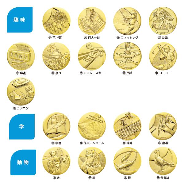 表彰メダル 直径70mm 首掛けリボン・スタンドケース入 金メダル 銀 銅