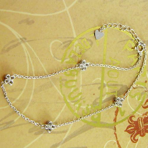 ブレスレット K18WG ダイヤモンド 0.20ct フラワー チェーン 送料無料  