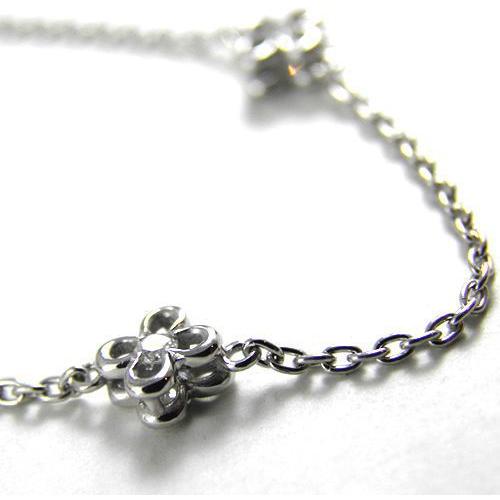 ブレスレット K18WG ダイヤモンド 0.20ct フラワー チェーン 送料無料  