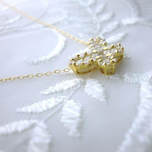 k18 ネックレス バタフライ ダイヤモンド 0.5ct K18 パヴェ 蝶々 18金  