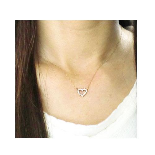 k18 ハートネックレス ダイヤモンド ハート 0.20ct オープンハート K18  