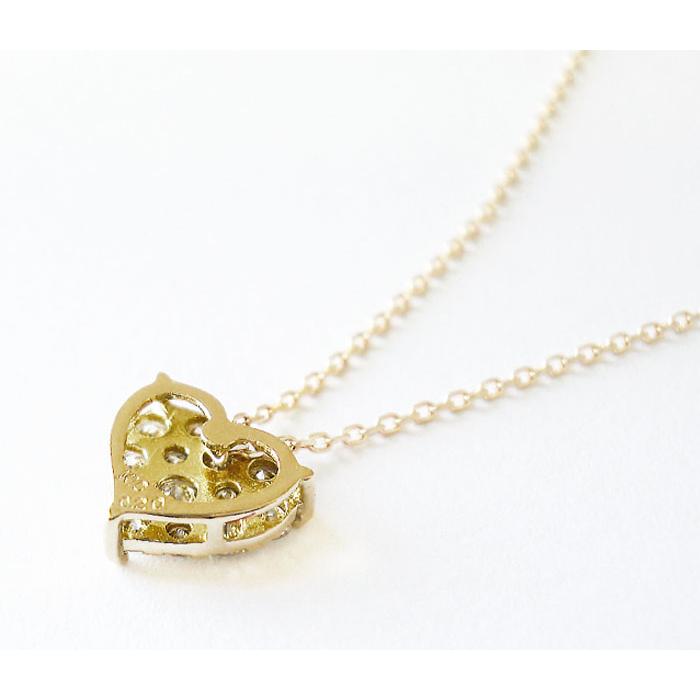 K10 YG/PG/WG ダイヤモンド ハート ネックレス 0.2ct ハートネックレス 