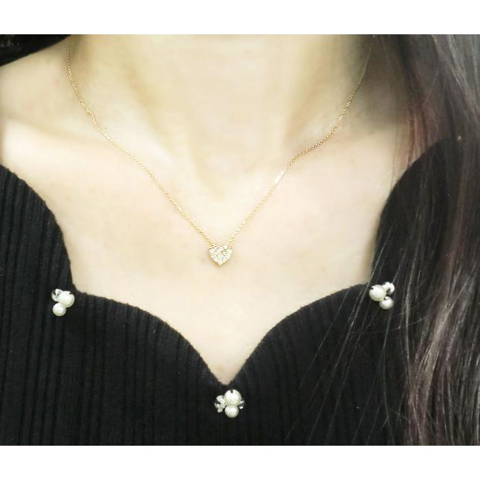 K10 YG/PG/WG ダイヤモンド ハート ネックレス 0.2ct ハートネックレス 