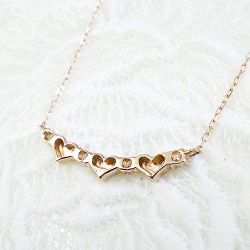 ラインネックレス ダイヤモンド 0.10ct ネックレス ハート K18 