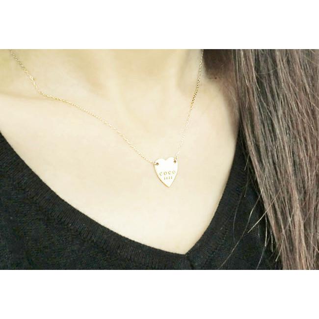 K18YG/PG/WG イニシャルネックレス ハート ネックレス ネーム 