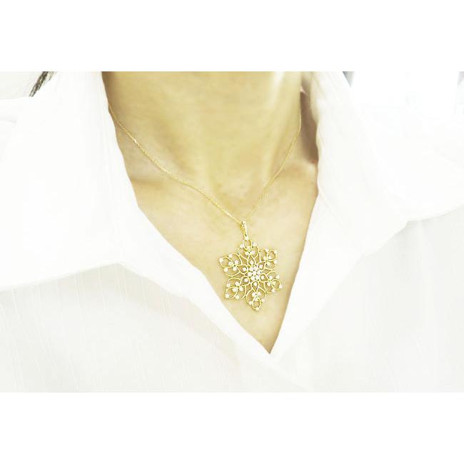 K18 ダイヤモンド 1.0ct ネックレス 1カラット 透かし ペンダント フラワー 花 大きめ レディース ジュエリー アクセ 記念日 プレゼント 結婚式 パーティーの画像