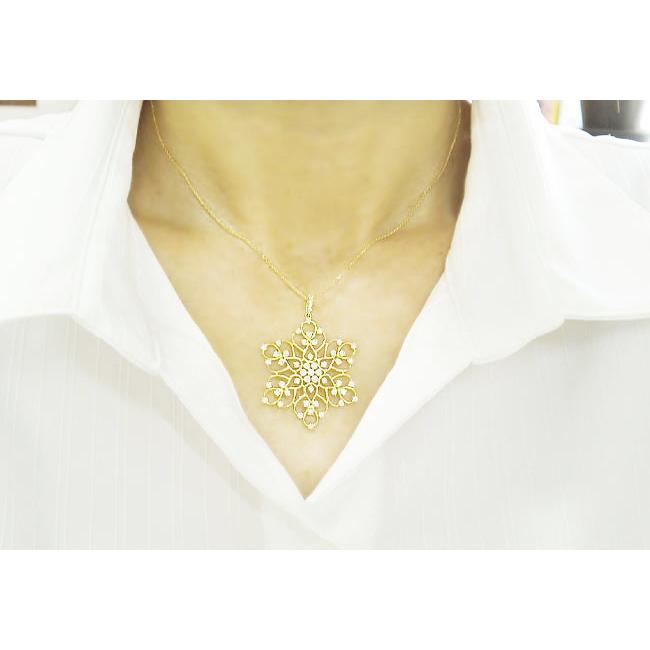 K18 ダイヤモンド 1.0ct ネックレス 1カラット 透かし ペンダント フラワー 花 大きめ レディース ジュエリー アクセ 記念日 プレゼント 結婚式 パーティーの画像