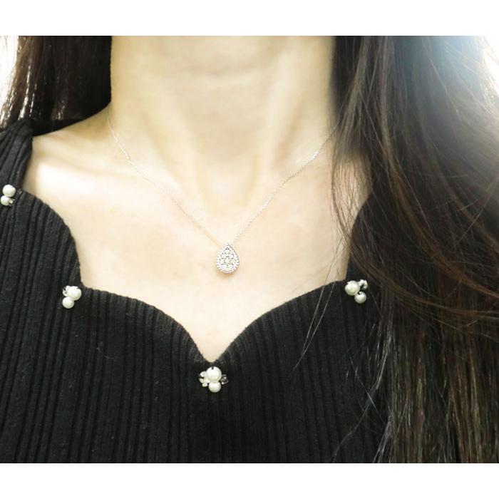 k18WG ネックレス ダイヤモンド 0.20ct ペンダント ツユ 雫