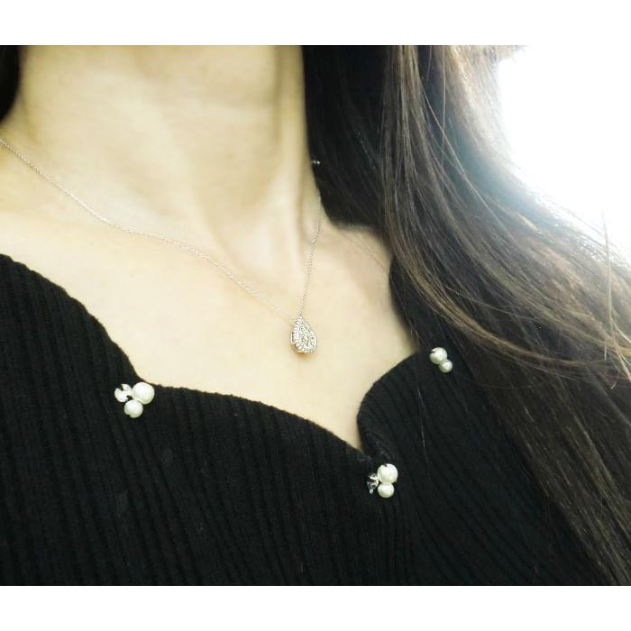 k18WG ネックレス ダイヤモンド 0.20ct ペンダント ツユ 雫 ティア 