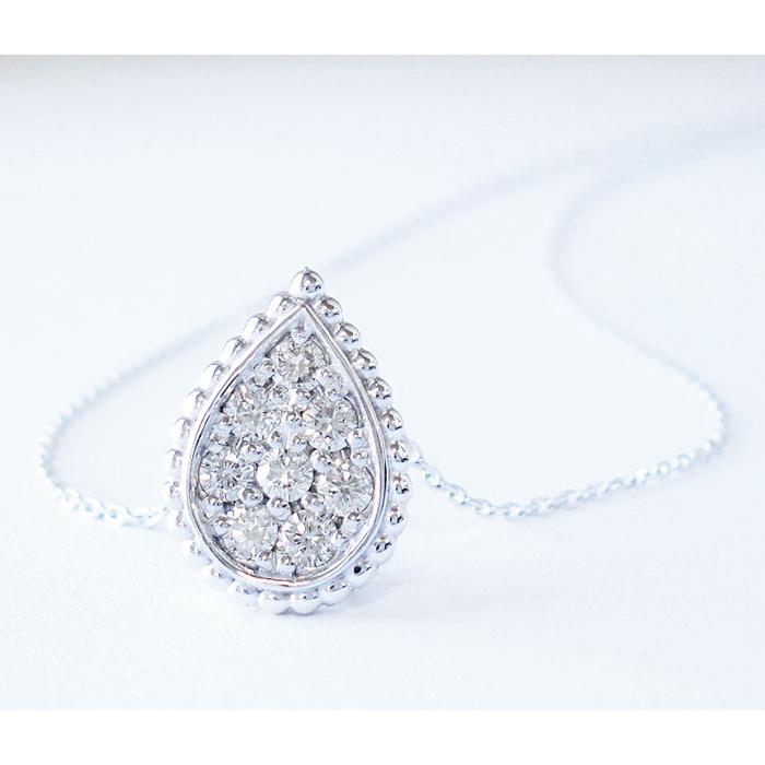 k18WG ネックレス ダイヤモンド 0.20ct ペンダント ツユ 雫 ティア 