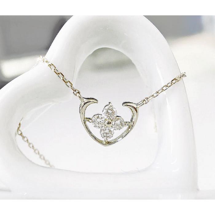 ダイヤモンド 0.10ct ネックレス ハート K18 天然ダイヤ 誕生石 華奢 