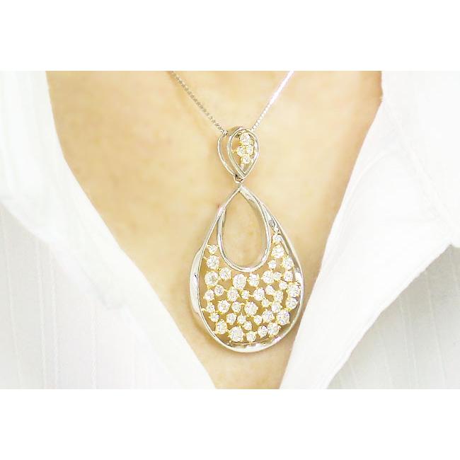 K18 PT900 ネックレス ダイヤモンド 1.50ct 雫モチーフ ドロップ型  