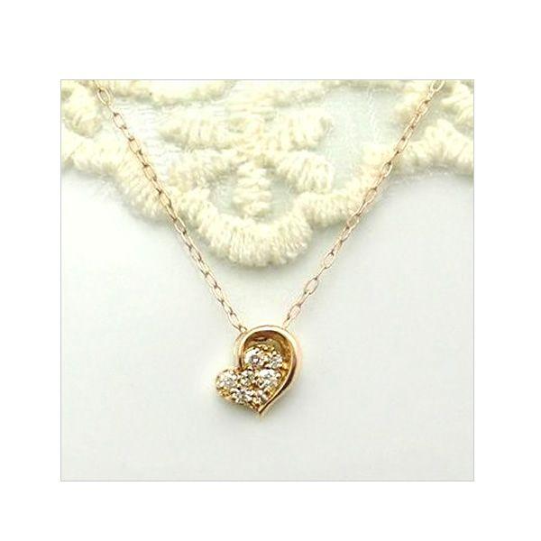 k10 ハートネックレス ダイヤモンド ネックレス K10 誕生石 0.06ct