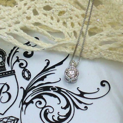 K18WG ネックレス 一粒 ダイヤモンド 0.20ct アンティーク調 ベネチアンチェーン 18金 ホワイトゴールド 誕生石 ペンダント レディース ジュエリー 送料無料_1