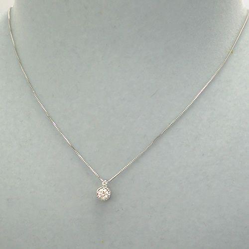 K18WG ネックレス 一粒 ダイヤモンド 0.20ct アンティーク調 ベネチアンチェーン 18金 ホワイトゴールド 誕生石 ペンダント レディース ジュエリー 送料無料_2