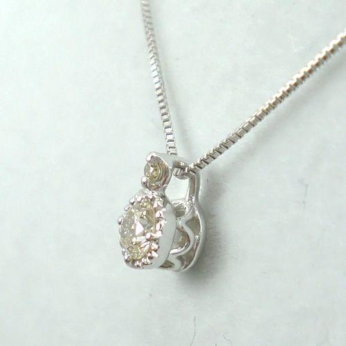 K18WG ネックレス 一粒 ダイヤモンド 0.20ct アンティーク調 ベネチアンチェーン 18金 ホワイトゴールド 誕生石 ペンダント レディース ジュエリー 送料無料_3