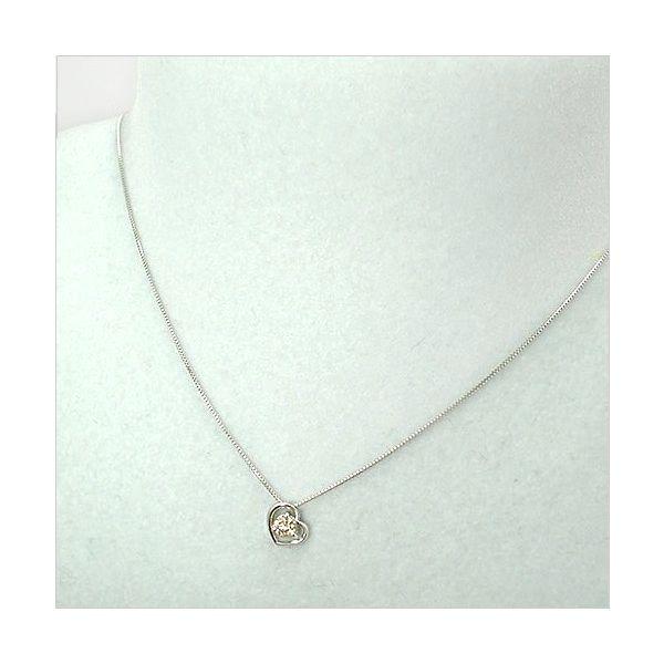 K18WG ネックレス 一粒 ダイヤモンド 0.20ct ペンダント ハート 
