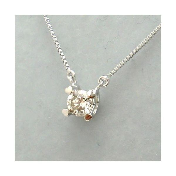 k18WG 一粒 ダイヤモンド 0.20ct ネックレス ハート ハート爪  