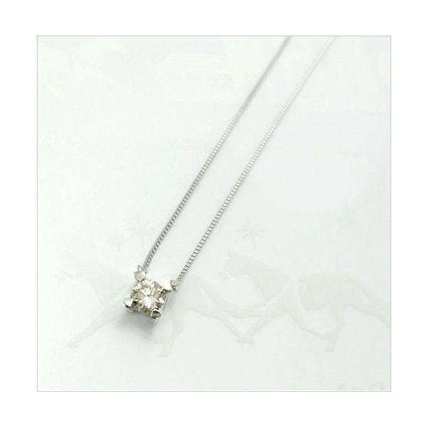 k18WG 一粒 ダイヤモンド 0.20ct ネックレス ハート ハート爪  