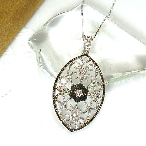 K18WG ダイヤモンド ブラックダイヤ ネックレス ペンダント 0.36ct 