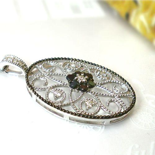 K18WG ダイヤモンド ブラックダイヤ ネックレス ペンダント 0.35ct  