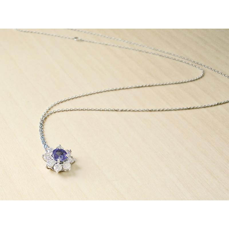 Pt900 タンザナイト ダイヤモンド 取り巻き ネックレス 誕生石 4月 12