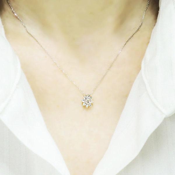 pt900 ダイヤモンド ネックレス 0.3ct フラワー プラチナ ペンダント