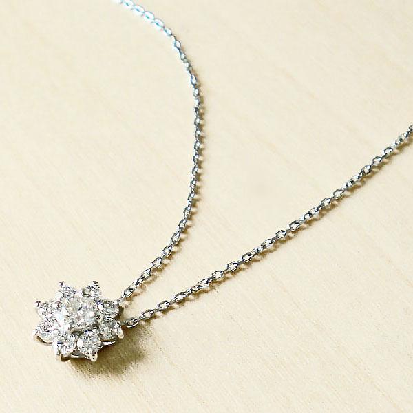 pt900 ダイヤモンド ネックレス 0.3ct フラワー プラチナ ペンダント