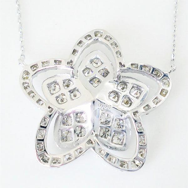 K18WG ホワイトゴールド ネックレス ダイヤモンド 1.00ct フラワー 花 