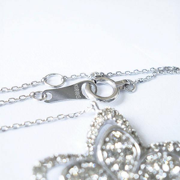 K18WG ホワイトゴールド ネックレス ダイヤモンド 1.00ct フラワー 花 天然ダイヤモンド １カラット ペンダント 記念日 プレゼント レディース ジュエリーの画像