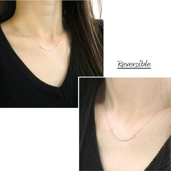 K10YG/PG/WG ダイヤモンド スマイル ネックレス ラインネックレス 0.15ct リバーシブル 2way 10金 ゴールド レディース ジュエリー 人気 かわいい 清楚 送料無料の画像