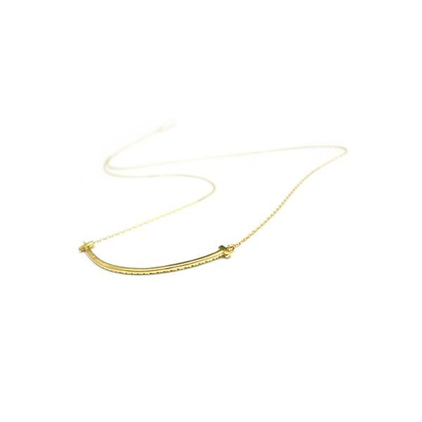K10YG/PG/WG ダイヤモンド スマイル ネックレス ラインネックレス 0.15ct リバーシブル 2way 10金 ゴールド レディース ジュエリー 人気 かわいい 清楚 送料無料の画像