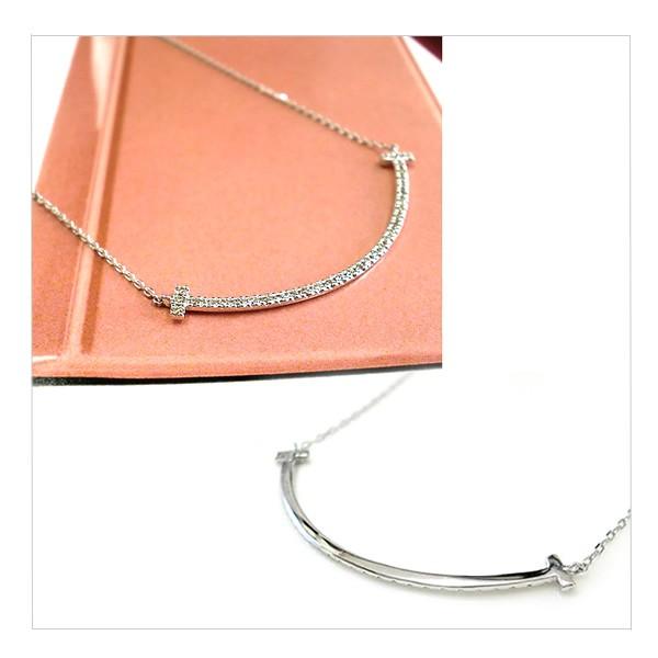 K18 ラインネックレス k18 ダイヤモンド ライン スマイル ネックレス  